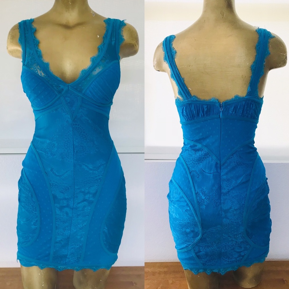 bebe Blue Lace Mini Dress